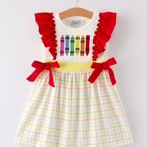 Colorful Crayon Dress with Red Accents